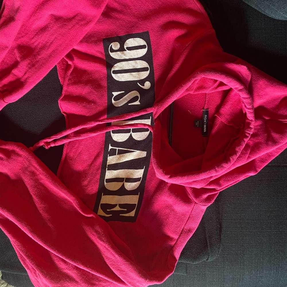 Pink 90s Babe Crop Hoodie